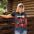 Custom Roosters Women Polo Shirt Chicken Mascot With Aboriginal Indigenous