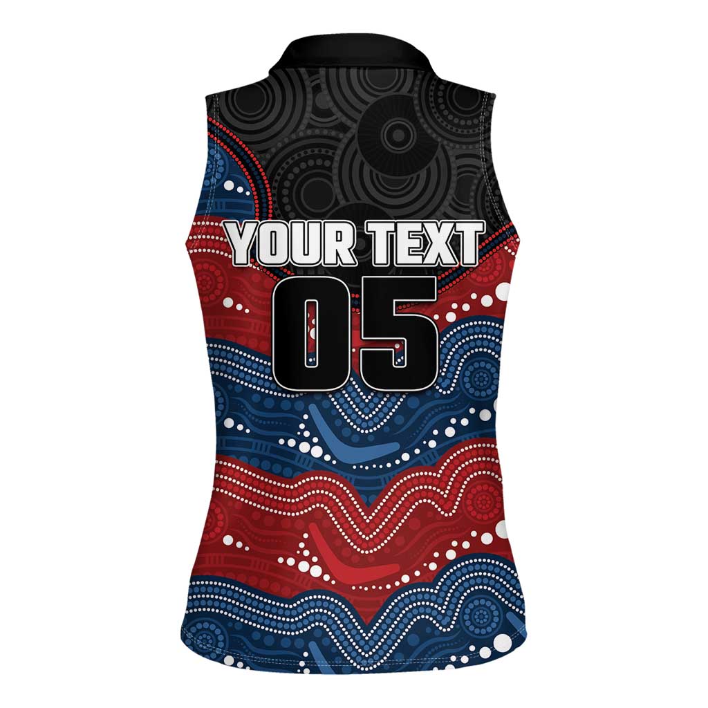 Custom Roosters Women Sleeveless Polo Shirt Chicken Mascot With Aboriginal Indigenous