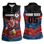 Custom Roosters Women Sleeveless Polo Shirt Chicken Mascot With Aboriginal Indigenous
