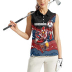 Custom Roosters Women Sleeveless Polo Shirt Chicken Mascot With Aboriginal Indigenous