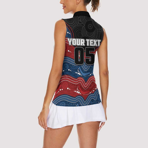 Custom Roosters Women Sleeveless Polo Shirt Chicken Mascot With Aboriginal Indigenous