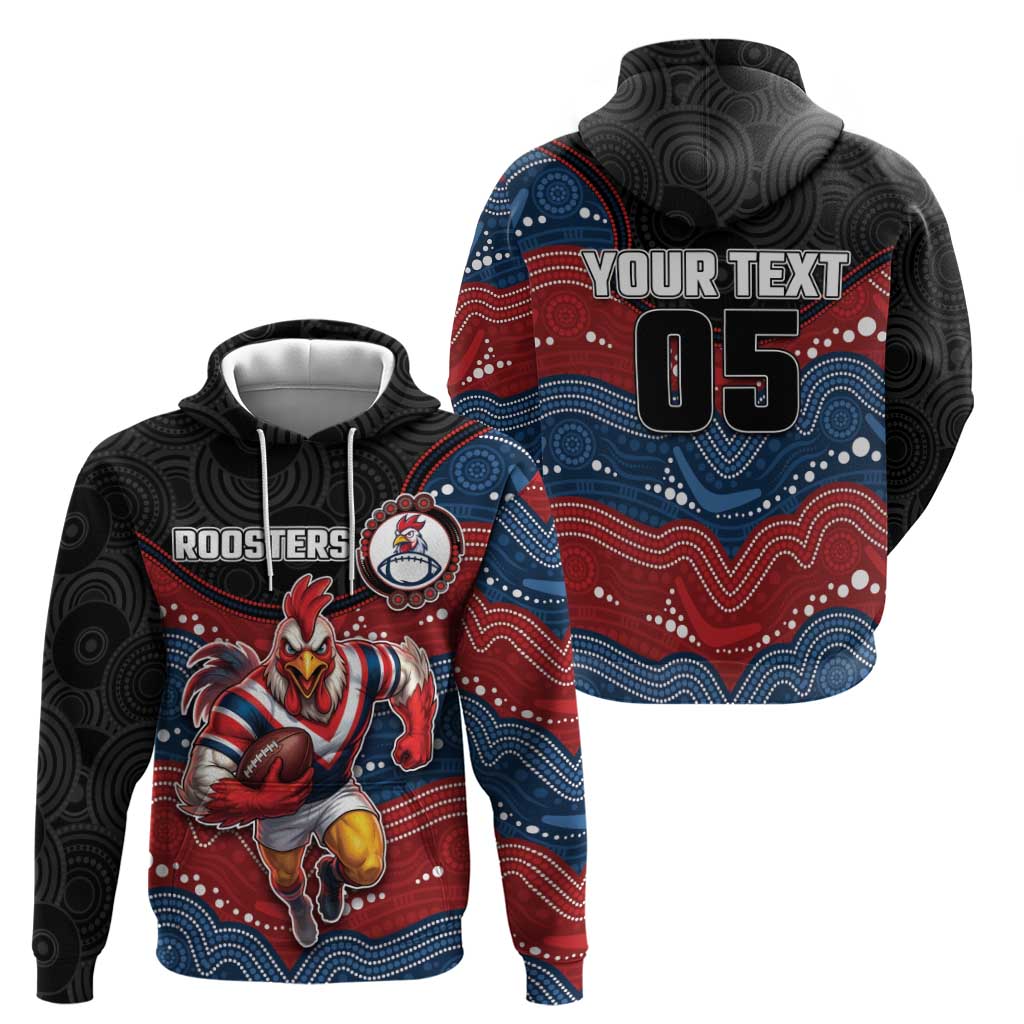 Custom Roosters Zip Hoodie Chicken Mascot With Aboriginal Indigenous