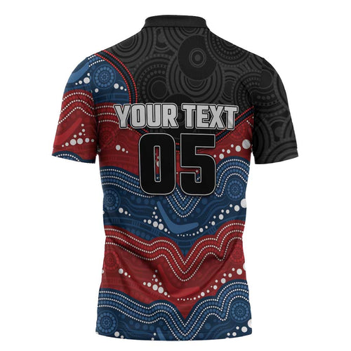 Custom Roosters Zipper Polo Shirt Chicken Mascot With Aboriginal Indigenous