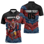 Custom Roosters Zipper Polo Shirt Chicken Mascot With Aboriginal Indigenous