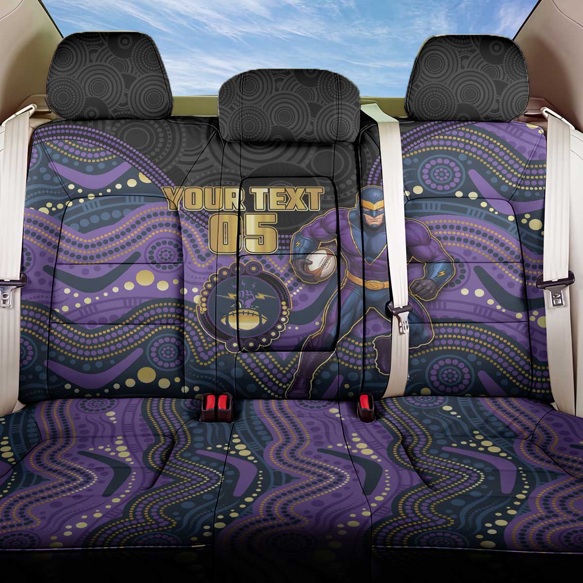 Custom Storm Back Car Seat Cover Warrior Mascot With Aboriginal Indigenous