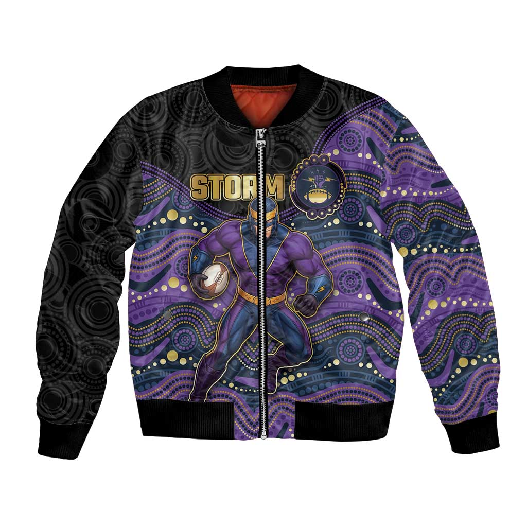 Custom Storm Bomber Jacket Warrior Mascot With Aboriginal Indigenous