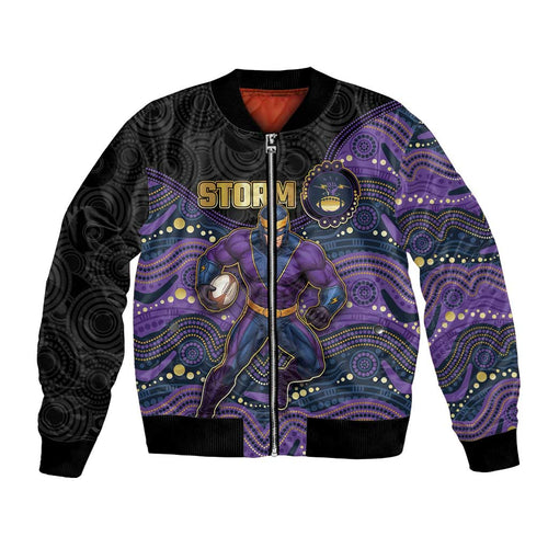 Custom Storm Bomber Jacket Warrior Mascot With Aboriginal Indigenous