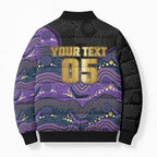 Custom Storm Bomber Puffer Jacket Warrior Mascot With Aboriginal Indigenous