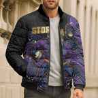 Custom Storm Bomber Puffer Jacket Warrior Mascot With Aboriginal Indigenous