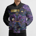 Custom Storm Bomber Puffer Jacket Warrior Mascot With Aboriginal Indigenous