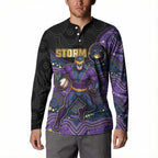 Custom Storm Button Sweatshirt Warrior Mascot With Aboriginal Indigenous