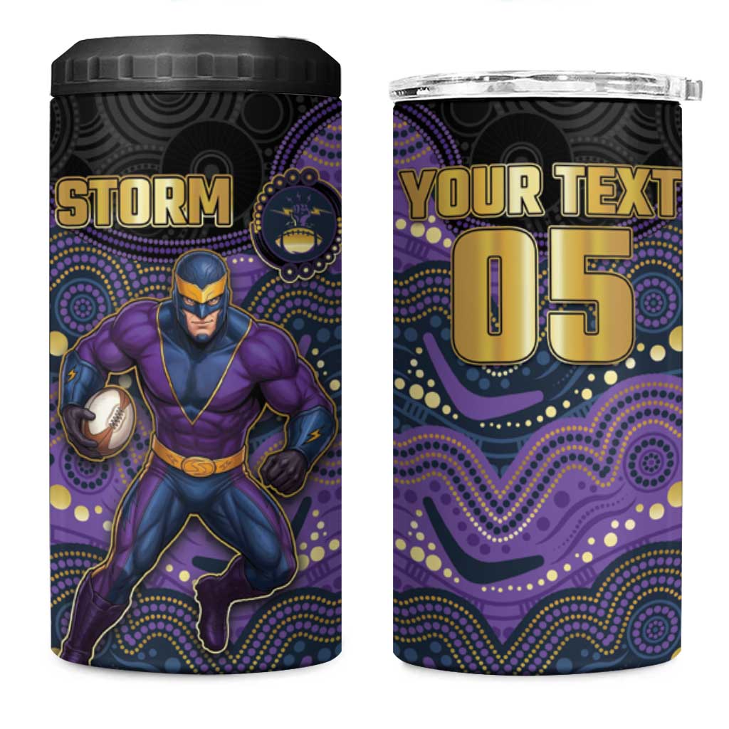 Custom Storm 4 in 1 Can Cooler Tumbler Warrior Mascot With Aboriginal Indigenous