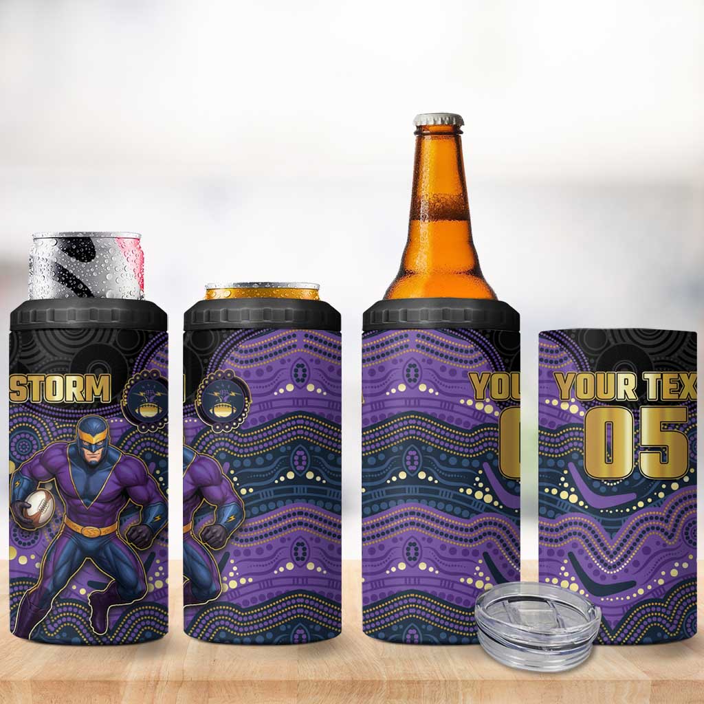 Custom Storm 4 in 1 Can Cooler Tumbler Warrior Mascot With Aboriginal Indigenous