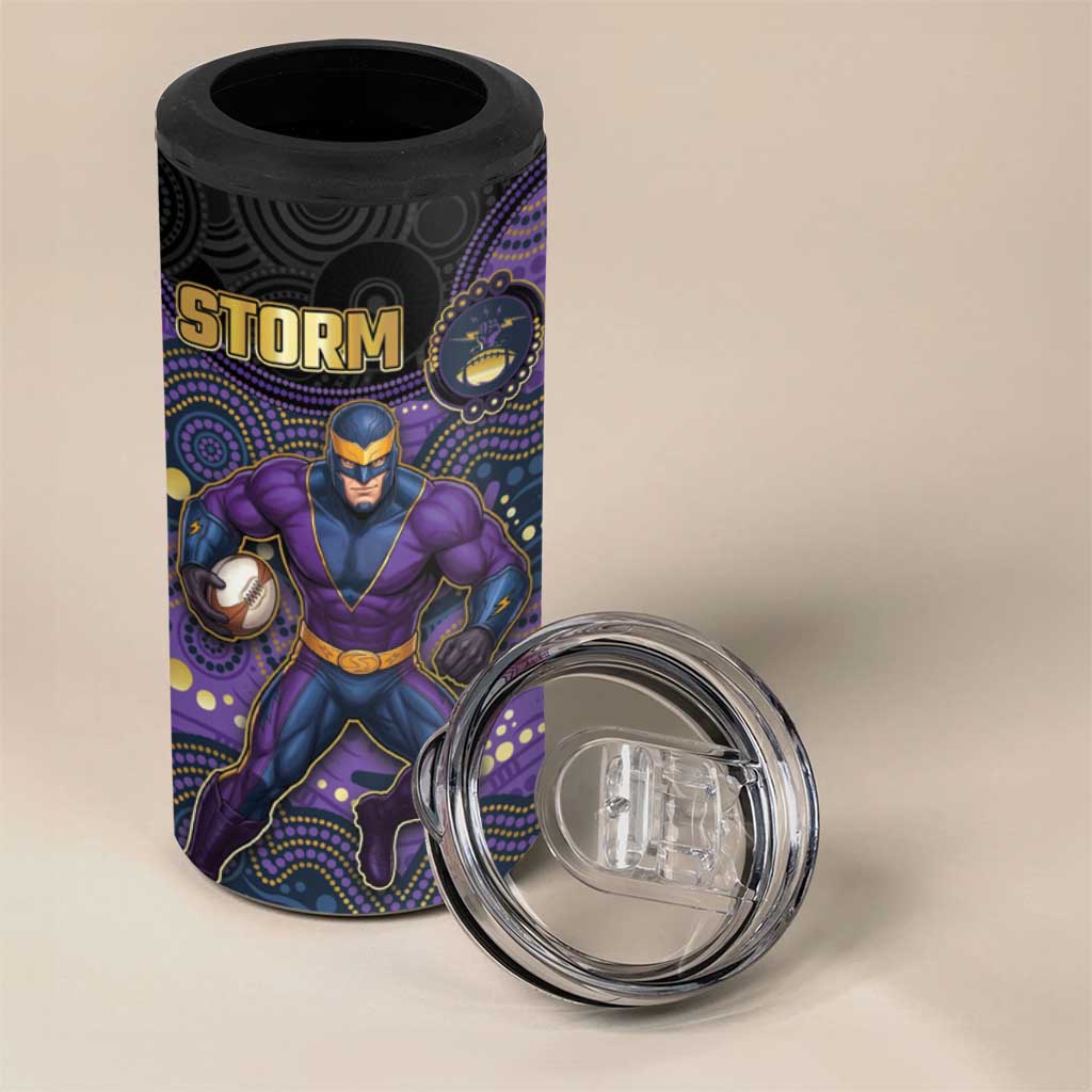 Custom Storm 4 in 1 Can Cooler Tumbler Warrior Mascot With Aboriginal Indigenous