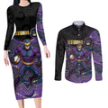 Custom Storm Couples Matching Long Sleeve Bodycon Dress and Long Sleeve Button Shirt Warrior Mascot With Aboriginal Indigenous