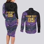 Custom Storm Couples Matching Long Sleeve Bodycon Dress and Long Sleeve Button Shirt Warrior Mascot With Aboriginal Indigenous