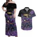 Custom Storm Couples Matching Off Shoulder Maxi Dress and Hawaiian Shirt Warrior Mascot With Aboriginal Indigenous
