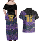 Custom Storm Couples Matching Off Shoulder Maxi Dress and Hawaiian Shirt Warrior Mascot With Aboriginal Indigenous