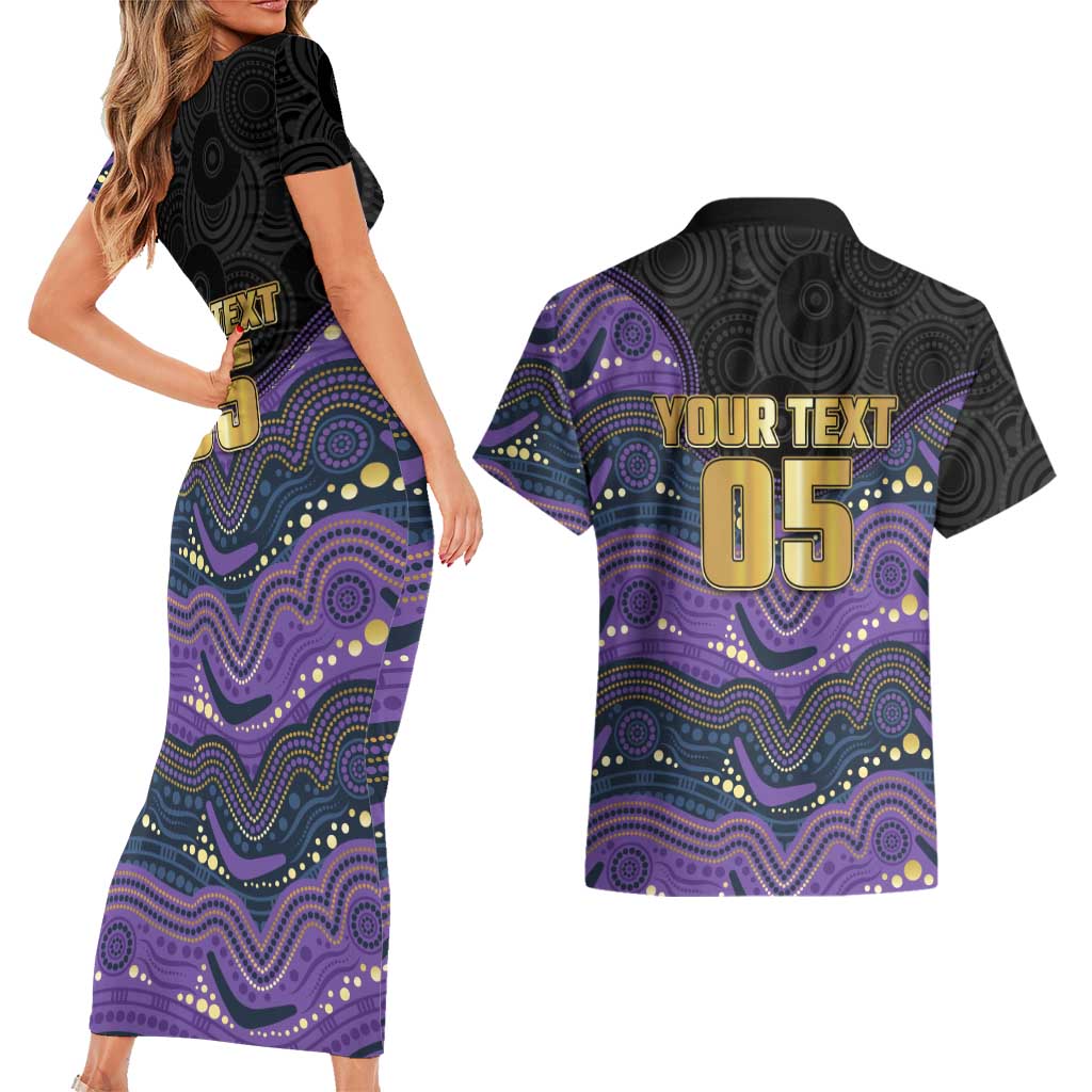 Custom Storm Couples Matching Short Sleeve Bodycon Dress and Hawaiian Shirt Warrior Mascot With Aboriginal Indigenous
