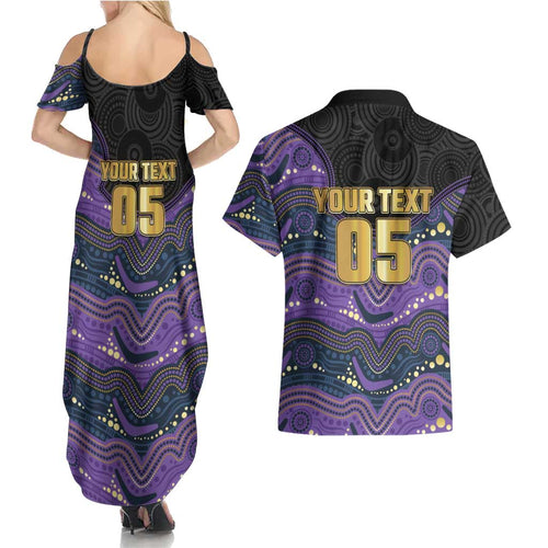 Custom Storm Couples Matching Summer Maxi Dress and Hawaiian Shirt Warrior Mascot With Aboriginal Indigenous