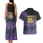 Custom Storm Couples Matching Tank Maxi Dress and Hawaiian Shirt Warrior Mascot With Aboriginal Indigenous