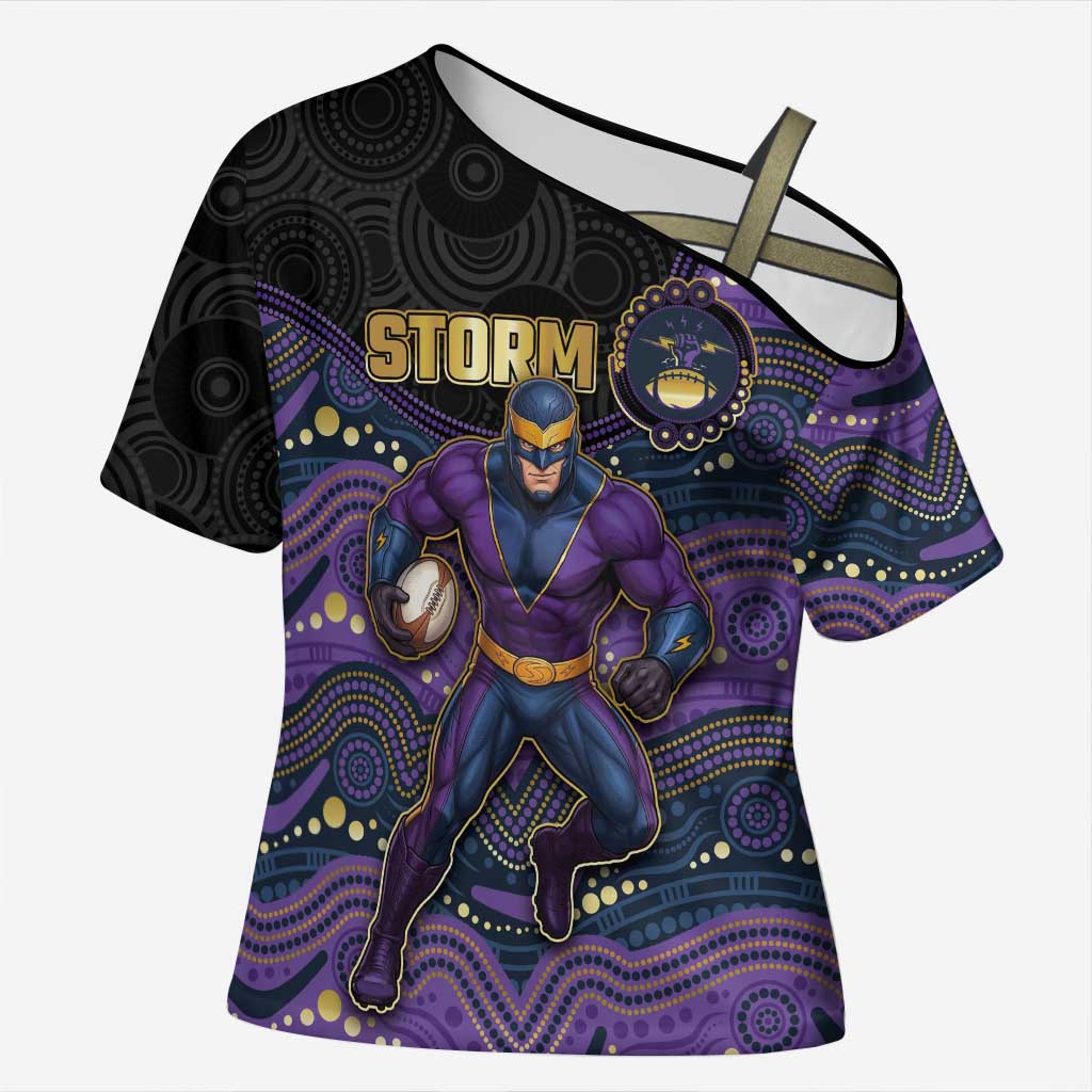 Custom Storm Cross Shoulder Shirt Warrior Mascot With Aboriginal Indigenous