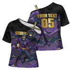 Custom Storm Cross Shoulder Shirt Warrior Mascot With Aboriginal Indigenous