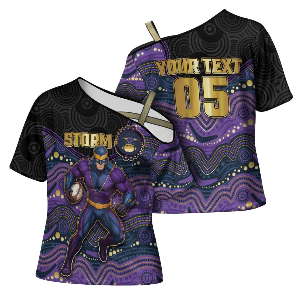 Custom Storm Cross Shoulder Shirt Warrior Mascot With Aboriginal Indigenous