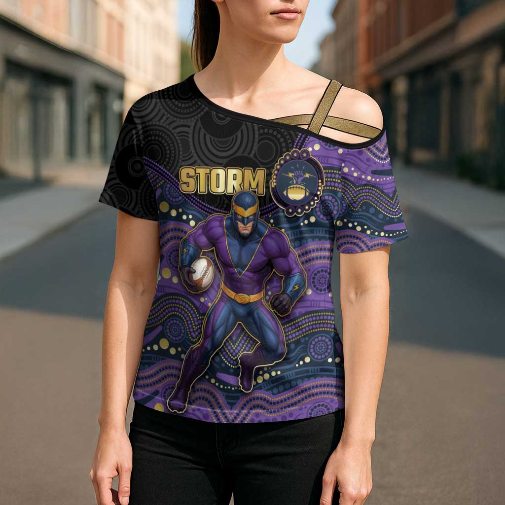 Custom Storm Cross Shoulder Shirt Warrior Mascot With Aboriginal Indigenous