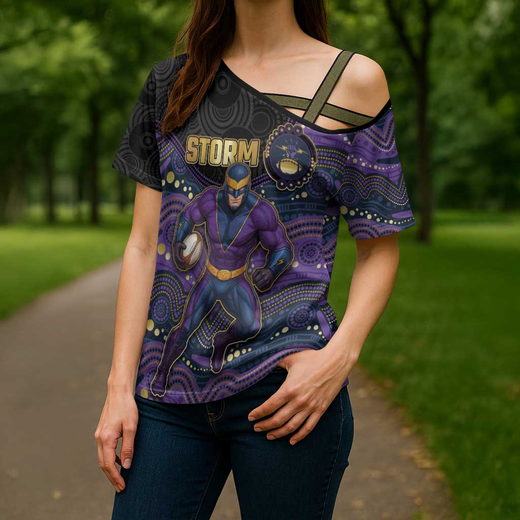 Custom Storm Cross Shoulder Shirt Warrior Mascot With Aboriginal Indigenous
