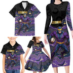 Custom Storm Family Matching Long Sleeve Bodycon Dress and Hawaiian Shirt Warrior Mascot With Aboriginal Indigenous
