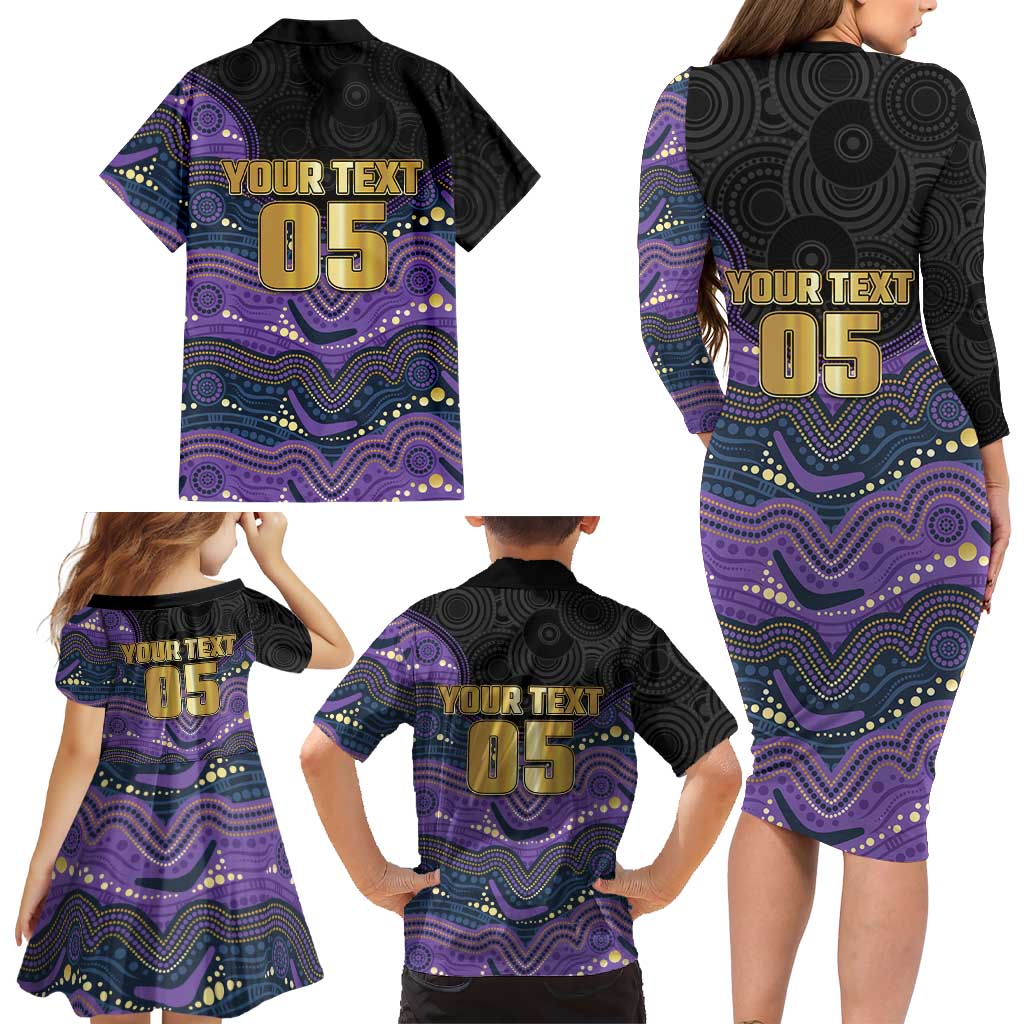 Custom Storm Family Matching Long Sleeve Bodycon Dress and Hawaiian Shirt Warrior Mascot With Aboriginal Indigenous