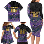 Custom Storm Family Matching Long Sleeve Bodycon Dress and Hawaiian Shirt Warrior Mascot With Aboriginal Indigenous