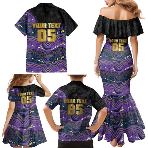 Custom Storm Family Matching Mermaid Dress and Hawaiian Shirt Warrior Mascot With Aboriginal Indigenous