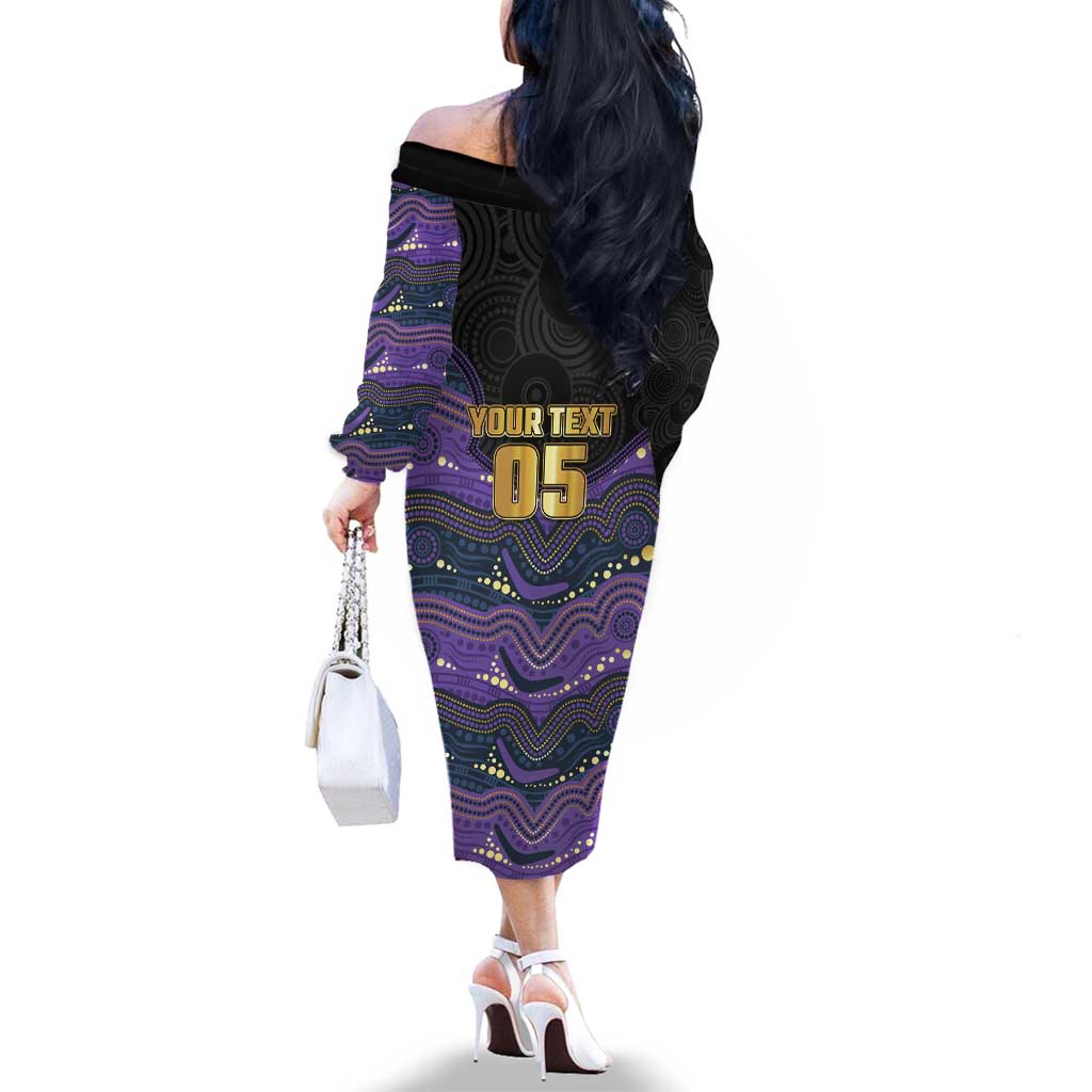 Custom Storm Family Matching Off The Shoulder Long Sleeve Dress and Hawaiian Shirt Warrior Mascot With Aboriginal Indigenous