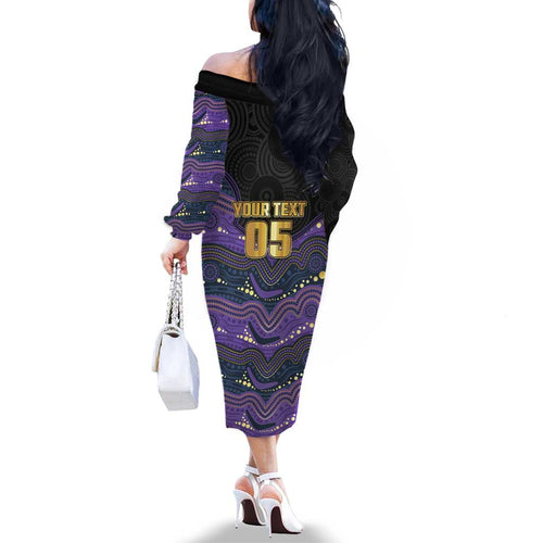 Custom Storm Family Matching Off The Shoulder Long Sleeve Dress and Hawaiian Shirt Warrior Mascot With Aboriginal Indigenous