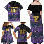 Custom Storm Family Matching Off Shoulder Maxi Dress and Hawaiian Shirt Warrior Mascot With Aboriginal Indigenous