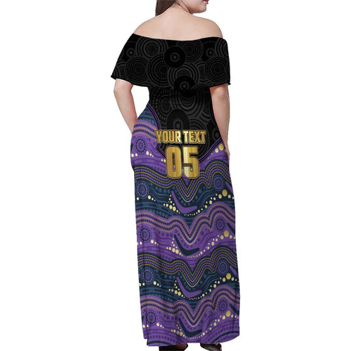Custom Storm Family Matching Off Shoulder Maxi Dress and Hawaiian Shirt Warrior Mascot With Aboriginal Indigenous