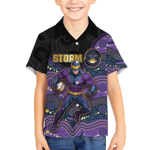 Custom Storm Family Matching Off Shoulder Short Dress and Hawaiian Shirt Warrior Mascot With Aboriginal Indigenous