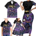 Custom Storm Family Matching Short Sleeve Bodycon Dress and Hawaiian Shirt Warrior Mascot With Aboriginal Indigenous
