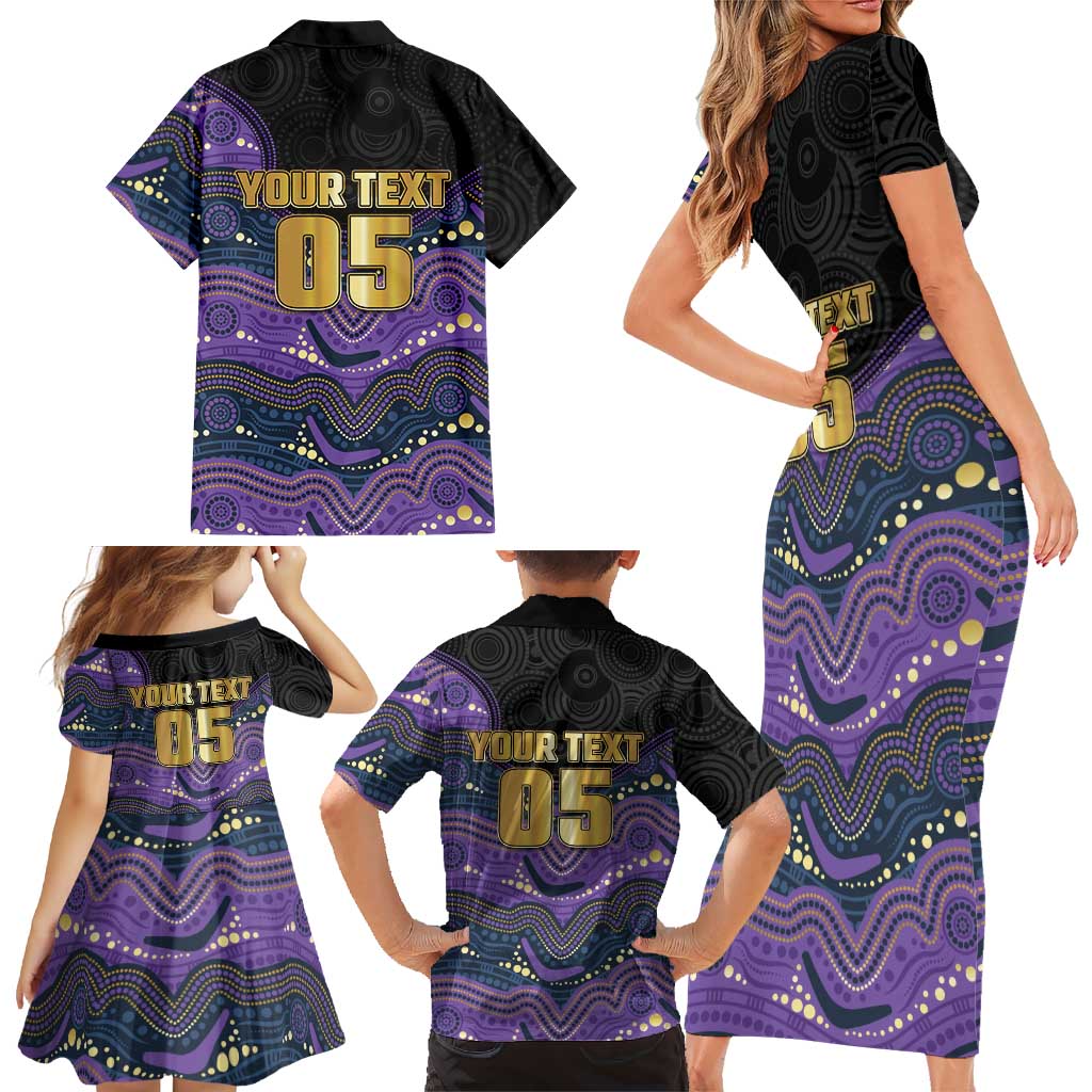 Custom Storm Family Matching Short Sleeve Bodycon Dress and Hawaiian Shirt Warrior Mascot With Aboriginal Indigenous