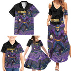 Custom Storm Family Matching Summer Maxi Dress and Hawaiian Shirt Warrior Mascot With Aboriginal Indigenous
