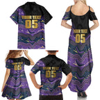 Custom Storm Family Matching Summer Maxi Dress and Hawaiian Shirt Warrior Mascot With Aboriginal Indigenous