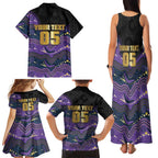 Custom Storm Family Matching Tank Maxi Dress and Hawaiian Shirt Warrior Mascot With Aboriginal Indigenous