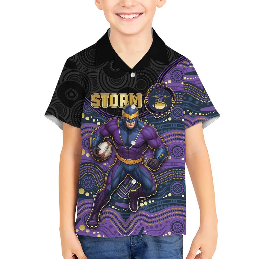 Custom Storm Kid Hawaiian Shirt Warrior Mascot With Aboriginal Indigenous
