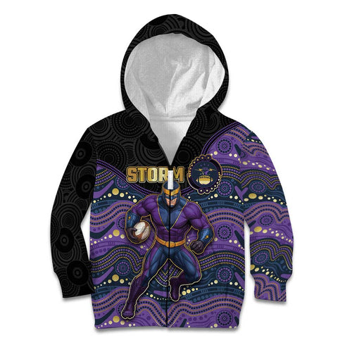 Custom Storm Kid Hoodie Warrior Mascot With Aboriginal Indigenous