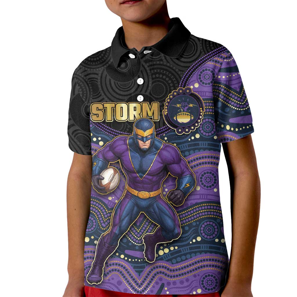Custom Storm Kid Polo Shirt Warrior Mascot With Aboriginal Indigenous