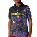 Custom Storm Kid Polo Shirt Warrior Mascot With Aboriginal Indigenous