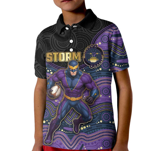 Custom Storm Kid Polo Shirt Warrior Mascot With Aboriginal Indigenous