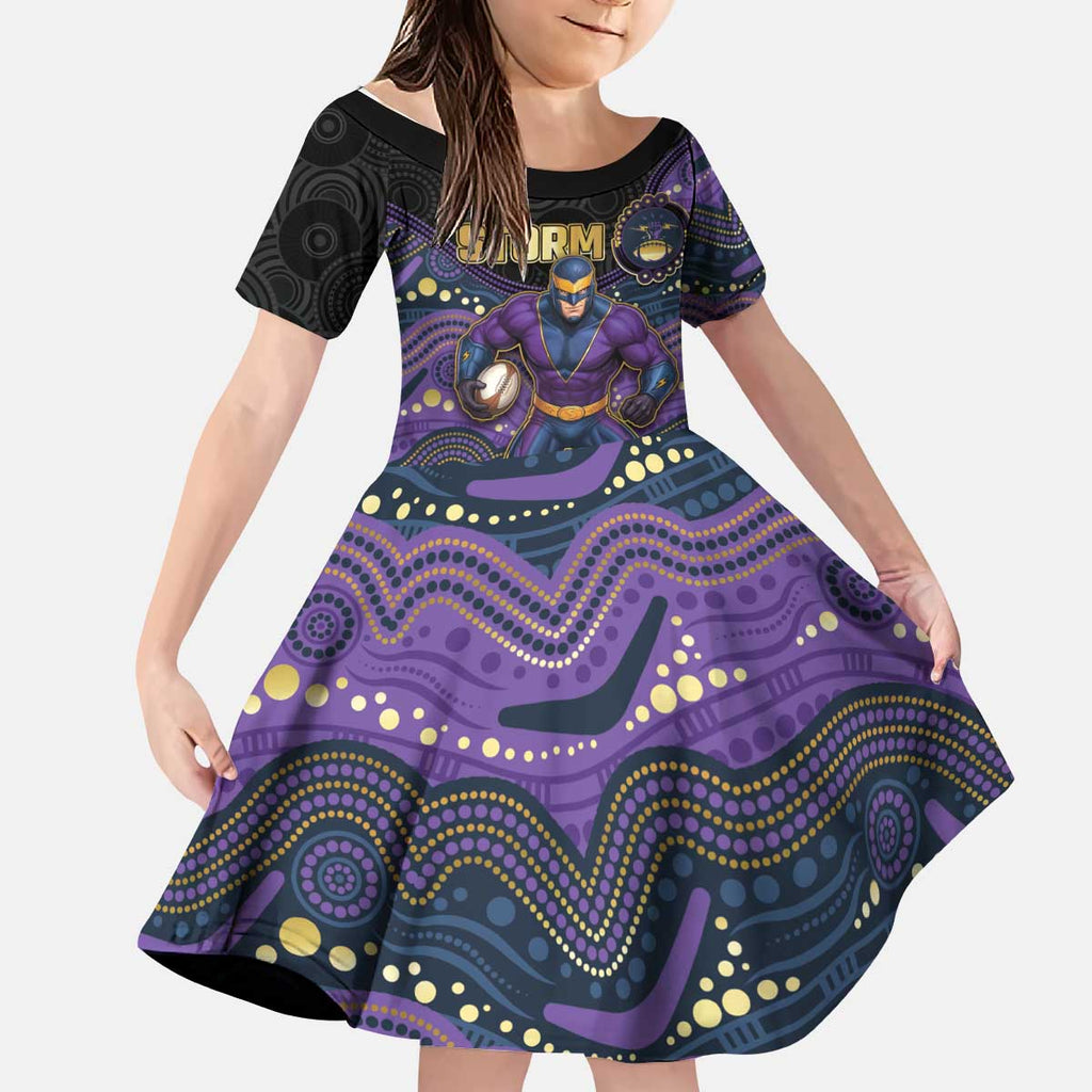 Custom Storm Kid Short Sleeve Dress Warrior Mascot With Aboriginal Indigenous
